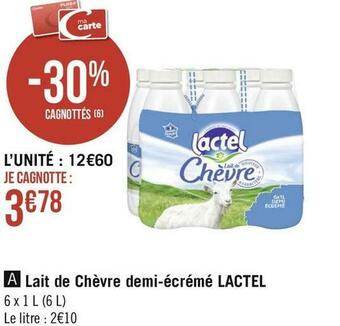 Lactel lait de chèvre demi-écrémé