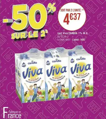 Géant Casino Candia lait viva 1% m.g offre
