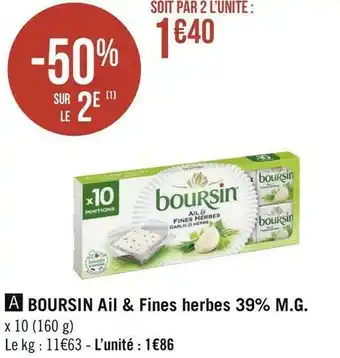 Géant Casino Boursin boursin ail & fines herbes 39% m.g. offre