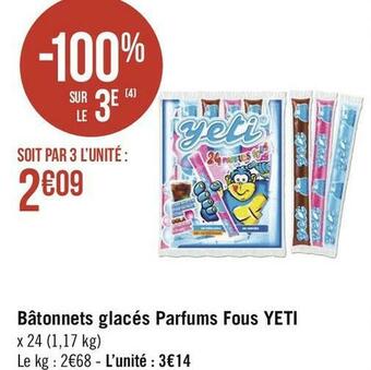Yeti bâtonnets glacés parfums fous