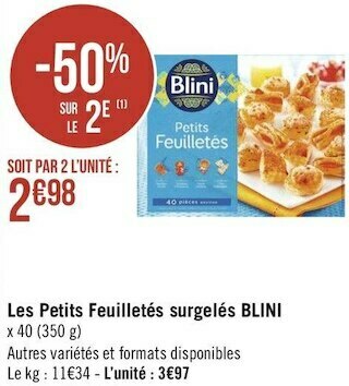 Géant Casino Blini les petits feuilletés surgelés offre