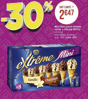 Nestle mini cônes glacés extrême vanille + chocolat