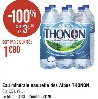 Géant Casino Thonon eau minérale naturelle des alpes offre