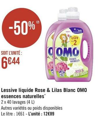 Omo lessive liquide rose & lilas blanc essences naturelles*