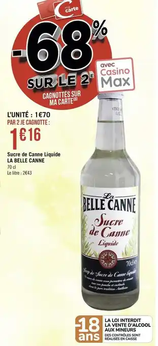 La belle canne sucre de canne liquide