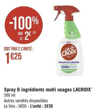 Géant Casino La croix spray 6 ingrédients multi usages* offre