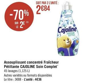 Géant Casino Cajoline assouplissant concentré fraîcheur pétillante soin complet* offre