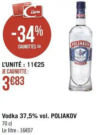 Géant Casino Poliakov vodka 37,5% vol. offre