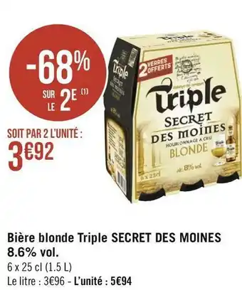 Géant Casino Secret des moines bière blonde triple 8.6% vol. offre