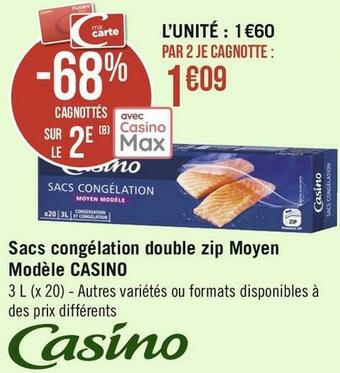 Géant Casino Casino sacs congélation double zip moyen modèle offre