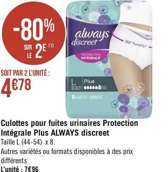 Always culottes pour fuites urinaires protection intégrale plus discreet