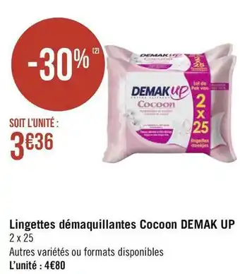 Géant Casino Demak up lingettes démaquillantes cocoon offre