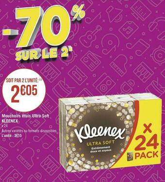 Géant Casino Kleenex mouchoirs étuis ultra soft offre