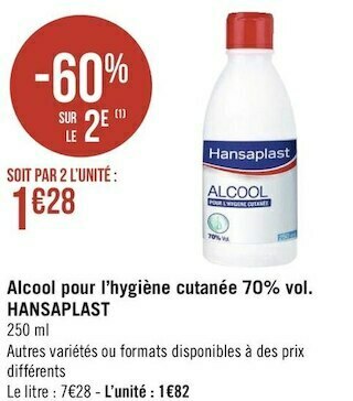Hansaplast alcool pour l’hygiène cutanée 70% vol.