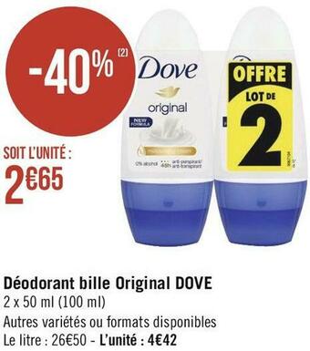 Dove déodorant bille original