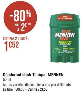 Géant Casino Mennen déodorant stick tonique offre