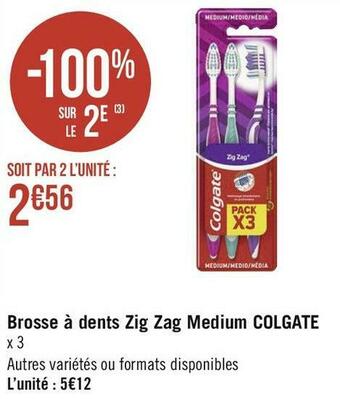 Géant Casino Colgate brosse à dents zig zag medium offre