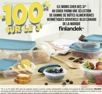 Géant Casino Finlandek bon plan au choix parmi une sélection de gamme de boîtes alimentaires hermétiques couvercle bleu canard de la marqu offre