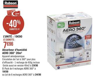 Rubson absorbeur d’humidité aero 360° 20m²