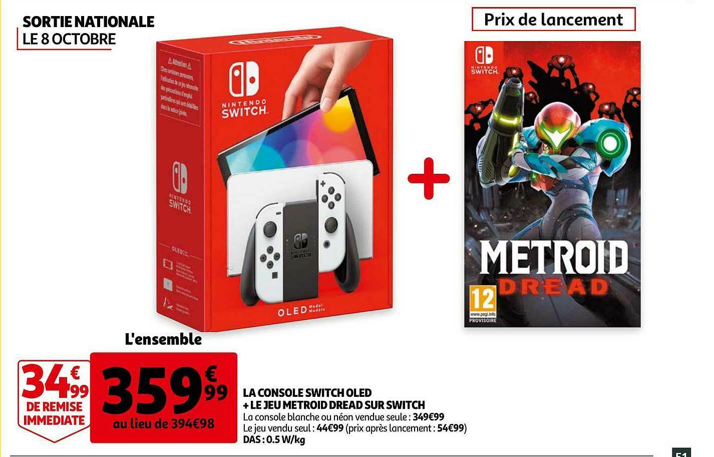Promo La Console Switch Oled + Le Jeu Metroid Dread Sur Switch chez Auchan
