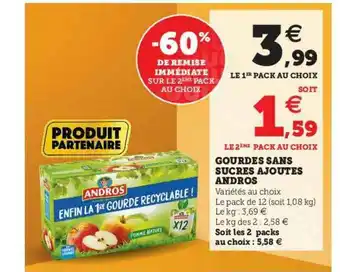 Hyper U Gourdes Sans Sucres Ajoutés Andros offre