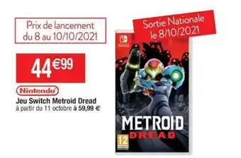Cora x Carrefour Jeu Switch Metroid Dread Nintendo offre