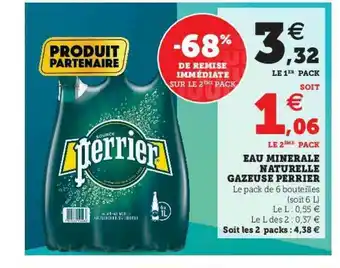 Hyper U Eau Minérale Naturelle Gazeuse Perrier offre