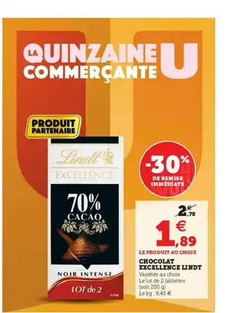 U Express Chocolat Excellence Lindt offre