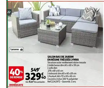 Auchan Salon Bas De Jardin En Résine Tréssée Lynna offre