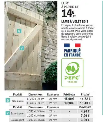 E.Leclerc Brico Lame à Volet Bois offre
