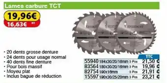Lames carbure TCT