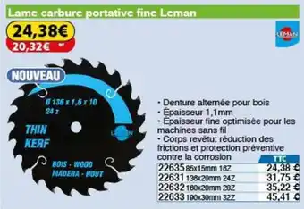 Lame carbure portative fine leman