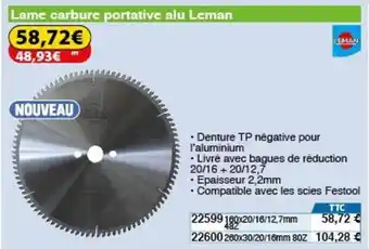 Lame carbure portative alu leman