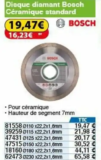 Disque diamant bosch céramique standard