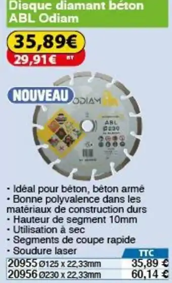 Disque diamant béton ABL odiam
