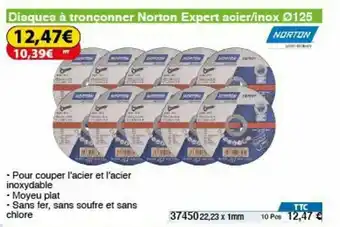 Disques à tronçonner norton expert acier/inox