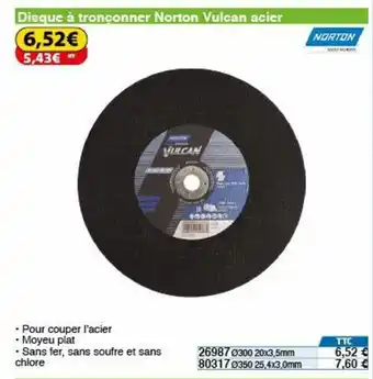 Disque à tronçonner norton vulcan acier