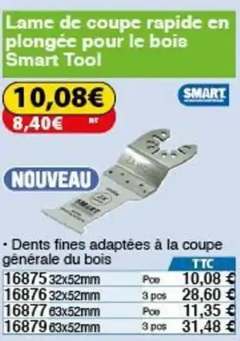 Lame de coupe rapide en plongée pour le bois smart tool