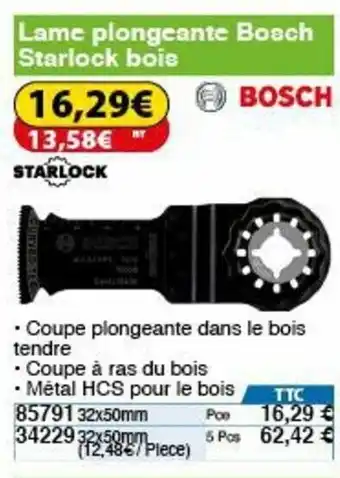 Lame plongeante bosch starlock bois