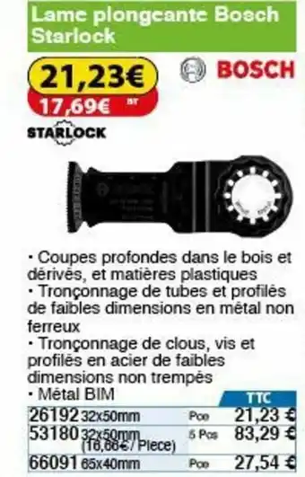 Lame plongeante bosch starlock