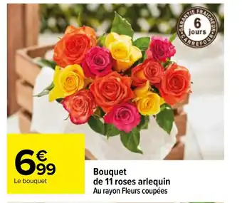 Carrefour Bouquet de 11 roses arlequin offre