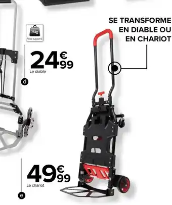 Carrefour Chariot de manutention pliable 2 en 1 offre