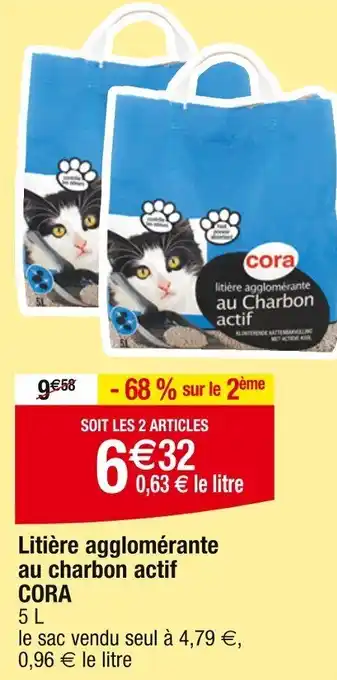 Cora x Carrefour Litière agglomérante au charbon actif offre