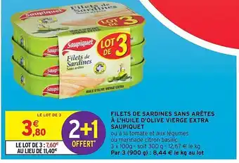 Intermarché Hyper Filets De Sardines Sans Arêtes à L'huile D'olive Vierge Extra Saupiquet offre