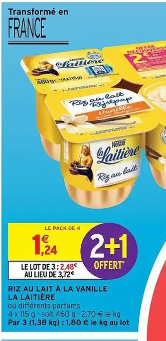 Intermarché Hyper Riz Au Lait à La Vanille La Laitière offre