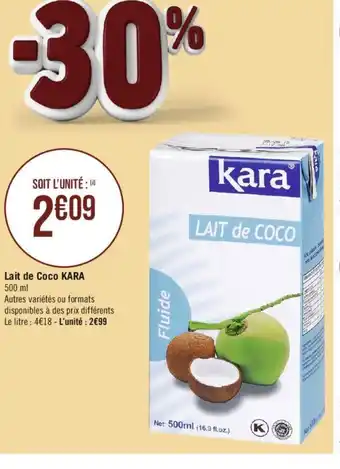 Géant Casino Lait de Coco KARA 500 ml offre