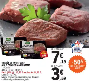 E.Leclerc 4 Pavés de rumsteck aux 3 poivres maxi format offre