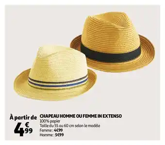 Auchan Chapeau homme ou femme in extenso offre