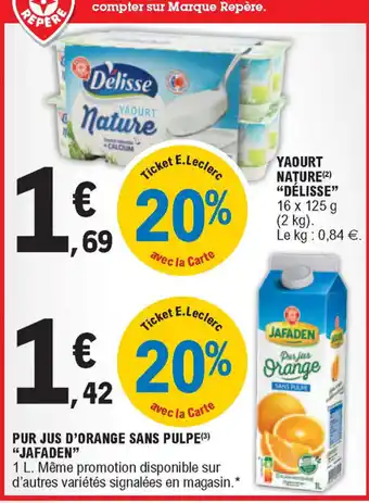 E.Leclerc Pur jus d'orange sans pulpe offre