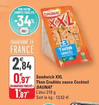 G20 Sandwich XXL thon crudités sauce Cocktail offre
